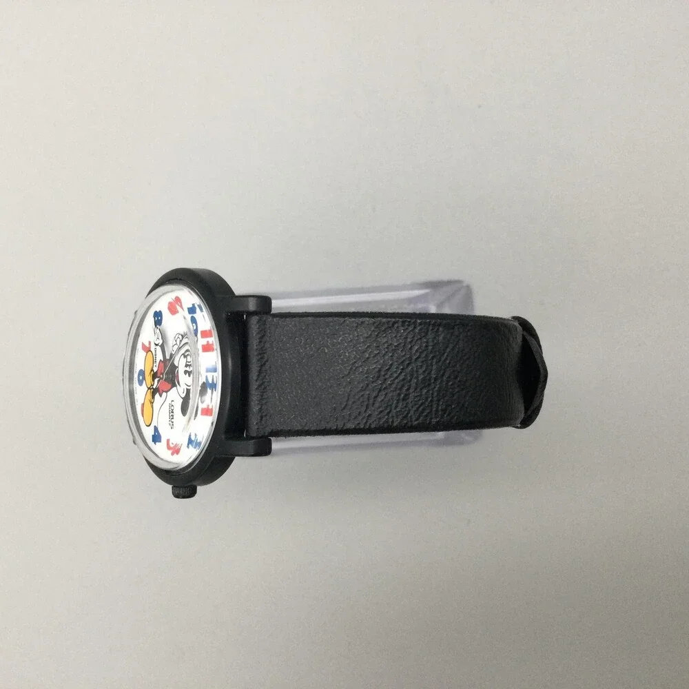 Lorus Unisex Watch 31mm Mickey Mouse V515-6B20 Black Leather Disney New Battery